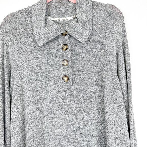 Saturday Sunday by Anthropologie Tunic Sweater Button Front Gray - Picture 2 of 5